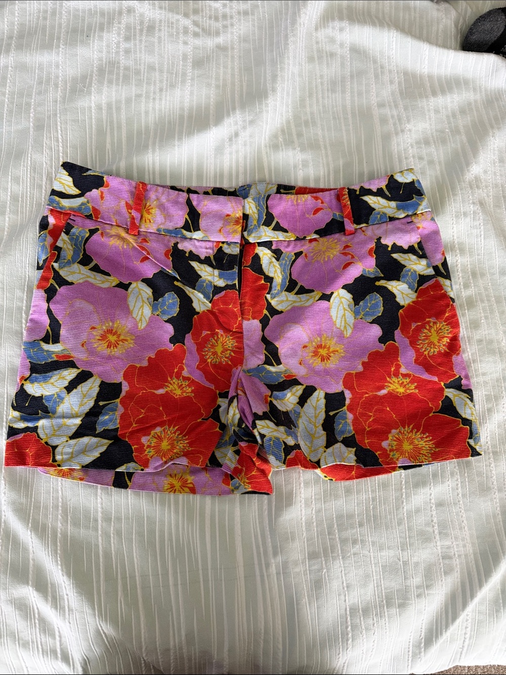 LOFT Floral Jean Shorts in Navy, Red & Pink